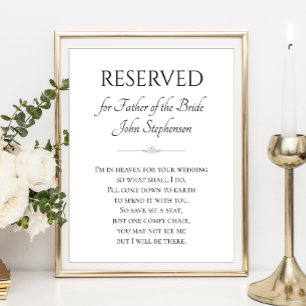 Father of the Bride I'm In Heaven Memorial Wedding Poster