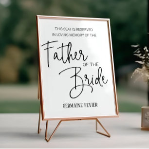 Father of the Bride Memorial Reserved Seat Wedding Poster