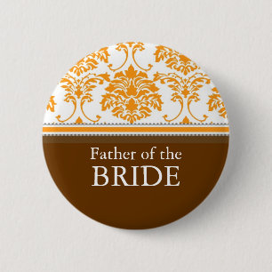 Father of the Bride Orange damask Button