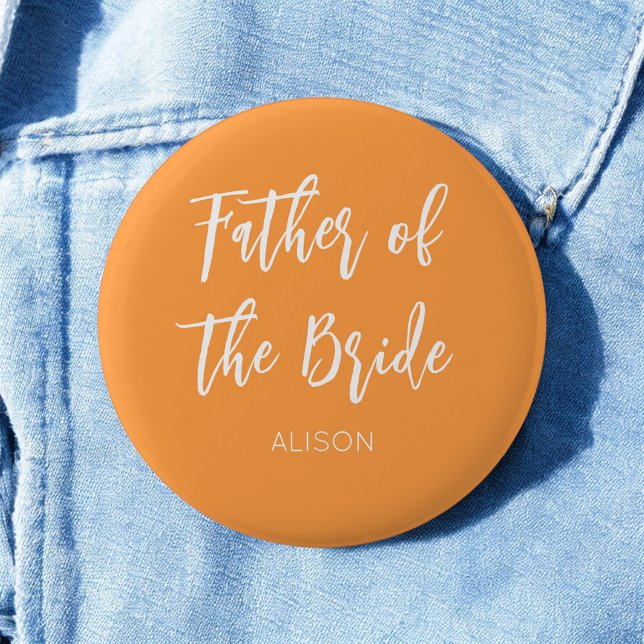 Father of the Bride Orange White Button (Creator Uploaded)