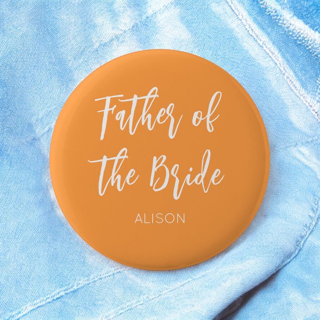 Father of the Bride Orange White Button (Creator Uploaded)