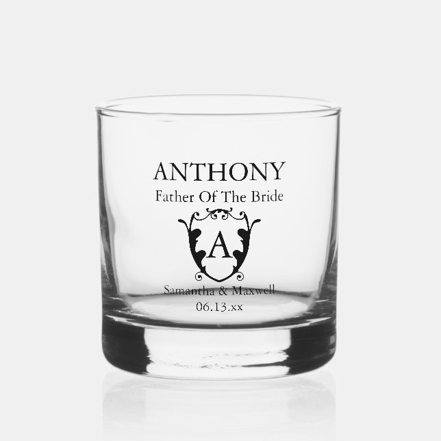 Father of the Bride Personalised Monogrammed Whiskey Glass (Front)