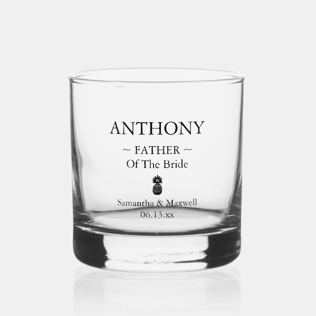 Father of the Bride Personalised Wedding Party Whiskey Glass (Front)