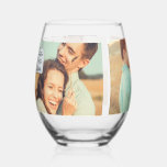 Father of the Bride Photo Collage Stemless Wine Glass<br><div class="desc">Create a perfect keepsake gift for the father of the bride. This stemless wineglass is ready to be personalised with three of your favourite photos and features a white tag with the message “ Father of the Bride" written on it in black script lettering.</div>