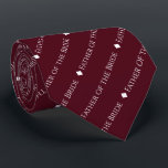 Father of the Bride Repeating White Text Burgundy Tie<br><div class="desc">This burgundy or maroon colored neck tie is the perfect accessory for the father of the bride at your wedding. It features a simple yet elegant repeating text design with the word "Father of the Bride" written in a sophisticated all capital white font. There are small diamonds separating the text,...</div>