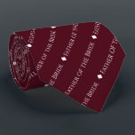 Father of the Bride Repeating White Text Burgundy Tie<br><div class="desc">This burgundy or maroon colored neck tie is the perfect accessory for the father of the bride at your wedding. It features a simple yet elegant repeating text design with the word "Father of the Bride" written in a sophisticated all capital white font. There are small diamonds separating the text,...</div>