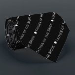 Father of the Bride Repeating White Text on Black Tie<br><div class="desc">This black neck tie is the perfect accessory for the father of the bride at your wedding. It features a simple yet elegant repeating text design with the word "Father of the Bride" written in a sophisticated all capital white font. There are small diamonds separating the text, giving the tie...</div>