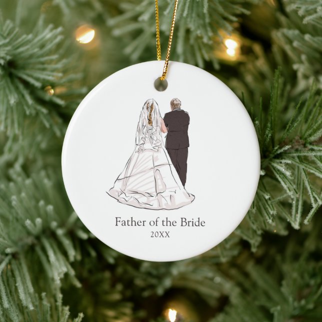 Father Of The Bride Simple Personalised Christmas Ceramic Tree Decoration (Tree)