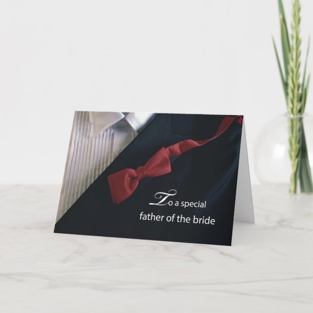 Father of the Bride Thank You With Red Tie and Tux Card (Front)