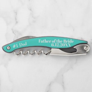 Father of the Bride Turquoise Wedding Corkscrew