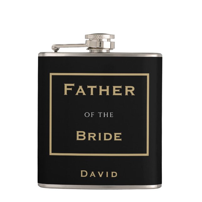 Father of The Bride typography/Name/Gift Hip Flask (Front)
