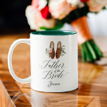 Father of the Bride Watercolor Floral Formal Shoes Two-Tone Coffee Mug<br><div class="desc">Father of the Bride personalised mug featuring our hand-painted watercolor stylish formal men's shoes with our beautiful watercolor blush pink and florals. Elegant design with "Father of the Bride" in script calligraphy. Personalise with the Father of the Bride's name. All artwork is hand-painted original artwork by Moodthology.</div>