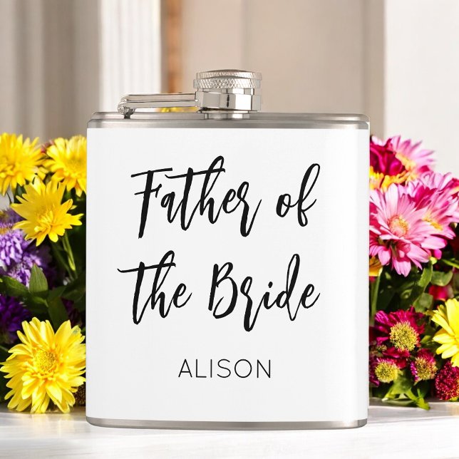 Father of the Bride Wedding Black White Hip Flask (Creator Uploaded)
