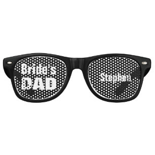Father of the Bride Wedding Favour Black White A09 Retro Sunglasses