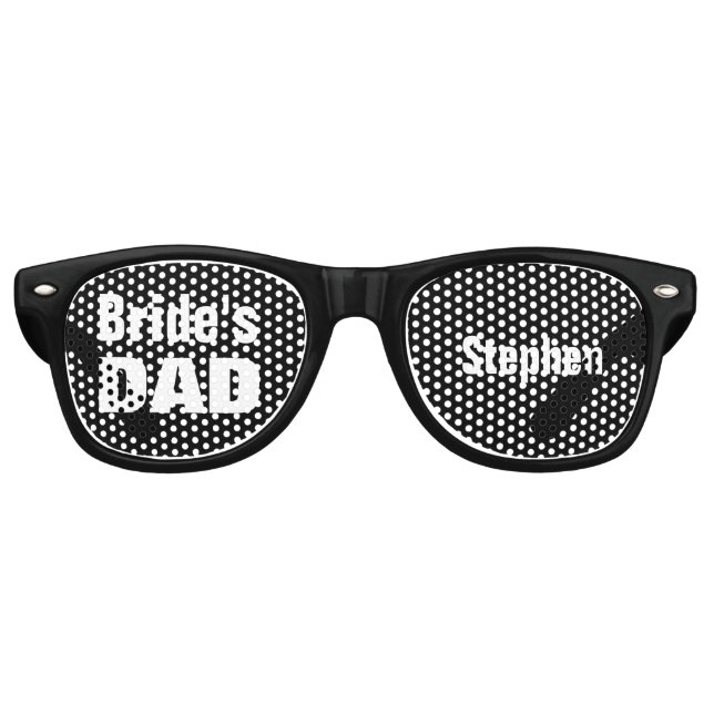 Father of the Bride Wedding Favour Black White A09 Retro Sunglasses (Front)