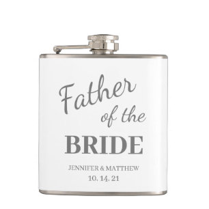 Father Of The Bride Wedding Monogram Dated Hip Flask