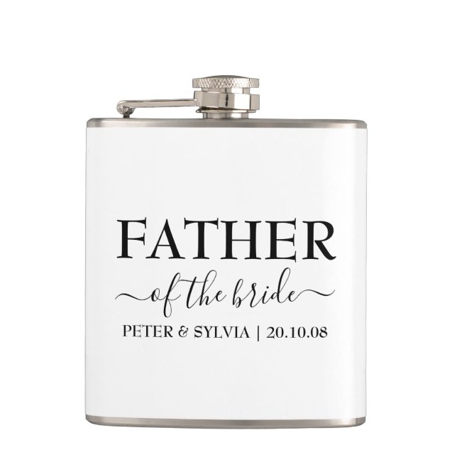 Father Of The Bride Wedding Party Custom Hip Flask (Front)