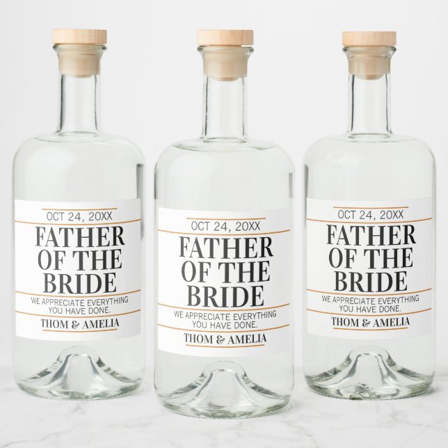 Father Of The Bride Wedding Thank You To Parents Liquor Bottle Label (Bottles)
