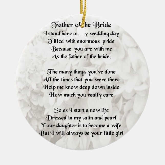 Father of the Bride - White Ceramic Tree Decoration (Front)