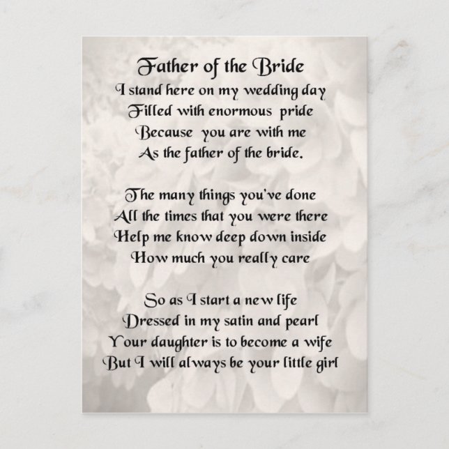Father of the Bride - White Postcard (Front)