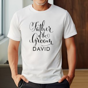 Father of the Groom Black Personalised Wedding T-Shirt