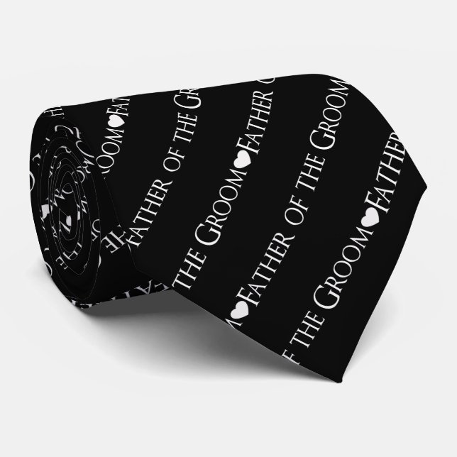 Father of the Groom Black Wedding Tie (Rolled)