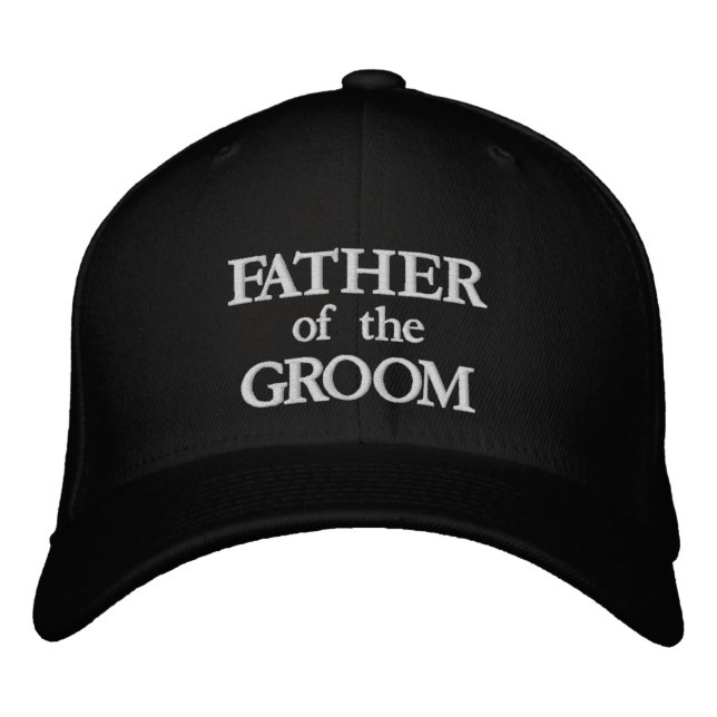 Father of the Groom black & white chic wedding Embroidered Hat (Front)