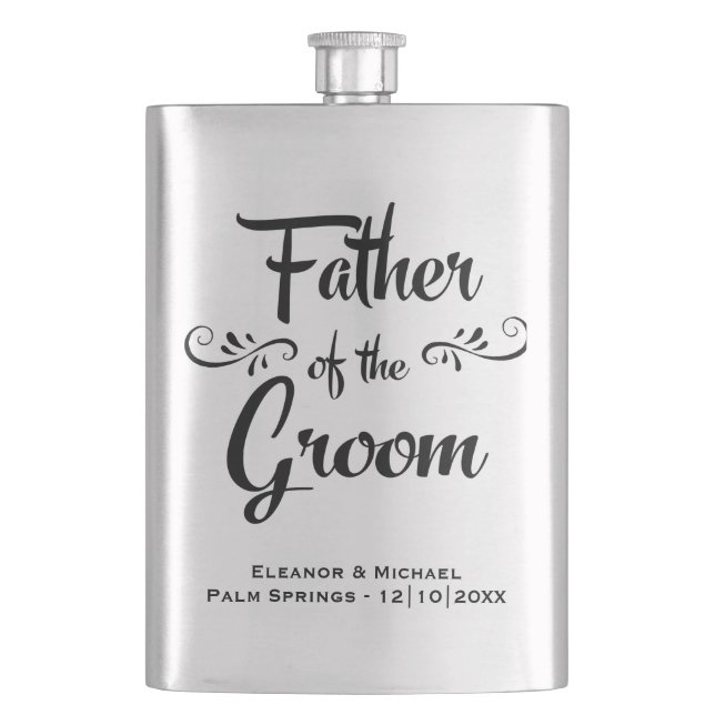 Father of the Groom - Funny Wedding Party Gift Hip Flask (Front)