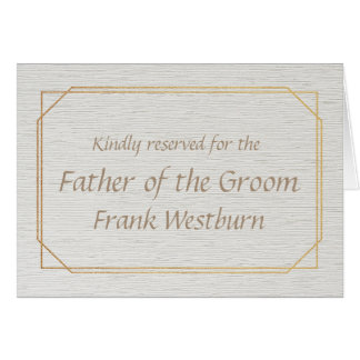 Father of the Groom Gold and White Place Name Card