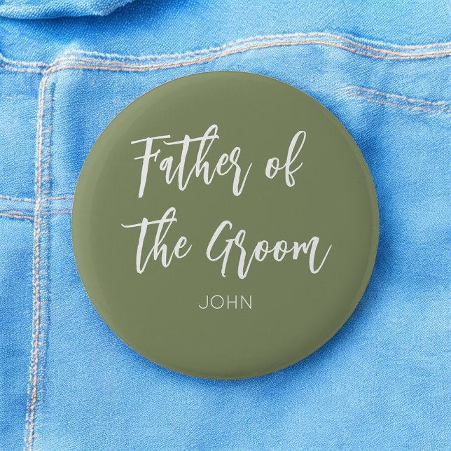 Father of the Groom Green White Button (Creator Uploaded)
