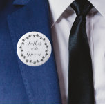 Father of the Groom Ivy Botanical Wedding 6 Cm Round Badge<br><div class="desc">Round,  pin-back button for the Father-of-the-Groom at a wedding event that features a dark grey ivy wreath botanical design with stylised script in the same colour. Select your button size.</div>