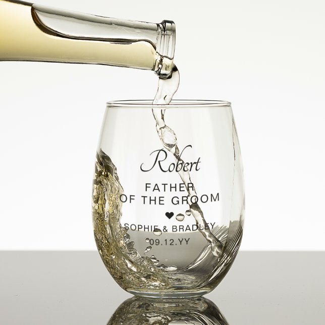 Father Of The Groom Personalised Wedding Party Stemless Wine Glass (Creator Uploaded)