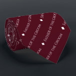 Father of the Groom Repeating White Text Burgundy Tie<br><div class="desc">This fun burgundy or maroon colored neck tie is the perfect accessory for the father of the groom at your wedding. It features a simple yet elegant design with the word "Father of the Groom" written in a sophisticated all capital white font, and repeating in a diagonal pattern with diamond...</div>