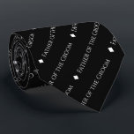 Father of the Groom Repeating White Text on Black Tie<br><div class="desc">This fun black neck tie is the perfect accessory for the father of the groom at your wedding. It features a simple yet elegant design with the word "Father of the Groom" written in a sophisticated all capital white font, and repeating in a diagonal pattern with diamond separators. Perfect way...</div>