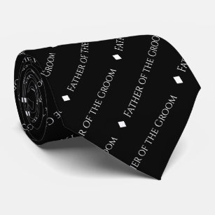 Father of the Groom Repeating White Text on Black Tie