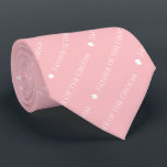 Father of the Groom Repeating White Text on Pink Tie<br><div class="desc">This fun blush rose or pink colored neck tie is the perfect accessory for the father of the groom at your wedding. It features a simple yet elegant design with the word "Father of the Groom" written in a sophisticated all capital white font, and repeating in a diagonal pattern with...</div>