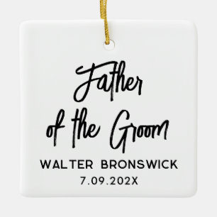Father Of The Groom Script Wedding Christmas Ceramic Ornament