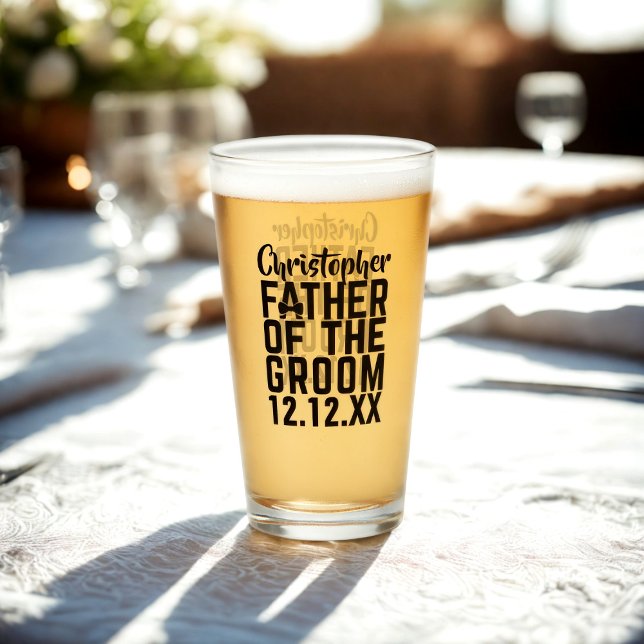 Father of the Groom Wedding Glass (Father of the Groom Glass with space for their name and your wedding date)