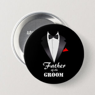 Father of the Groom with Tuxedo Shirt 7.5 Cm Round Badge