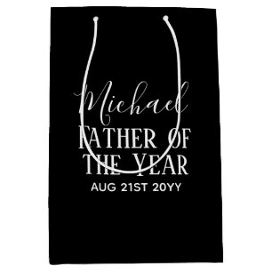 Father of the YEAR DAD Husband Man CUSTOPM TEXT Medium Gift Bag