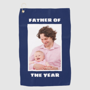 Father Of The Year Personalised Custom Photo Daddy Golf Towel