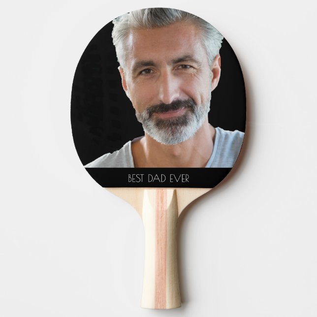 Father photo black ping pong paddle (Front)