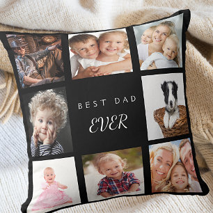 Father photo collage best dad ever black cushion