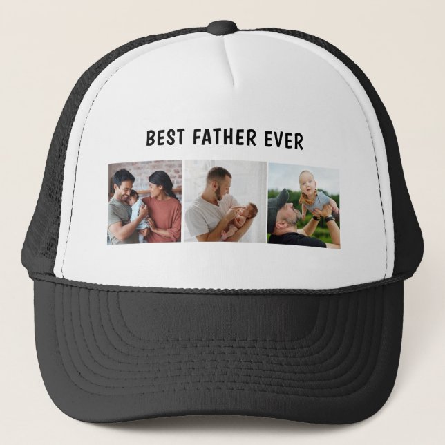 Father Photo Collage Custom Giant Trucker Hat (Front)