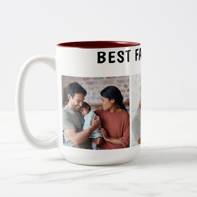 Father Photo Collage Custom Giant Two-Tone Coffee Mug (Left)