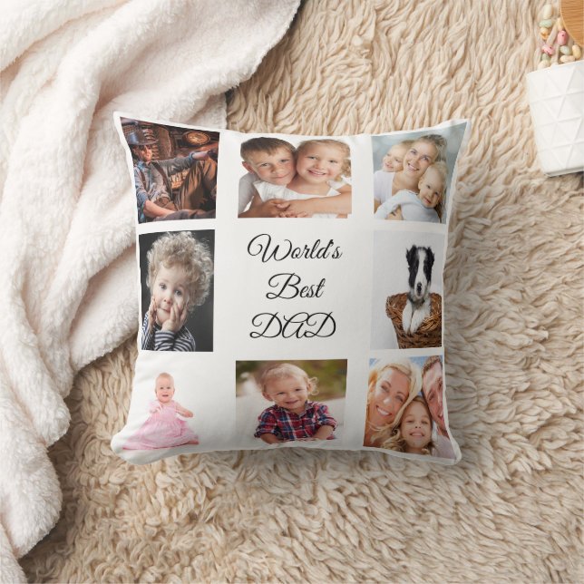 Father photo collage white cushion (Blanket)
