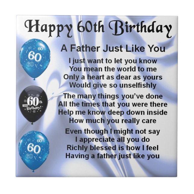 Father Poem - 60th Birthday Tile (Front)