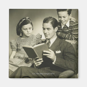 Father Reading to Son Magnet