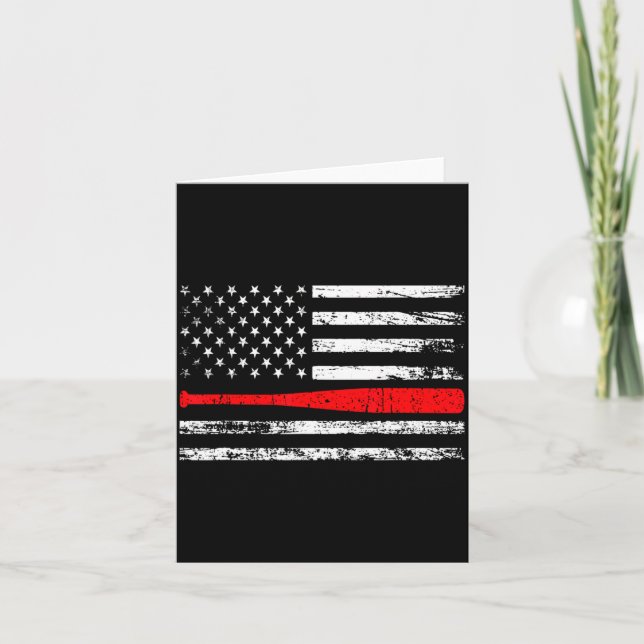 Father s day baseball distressed american flag 4th card (Front)