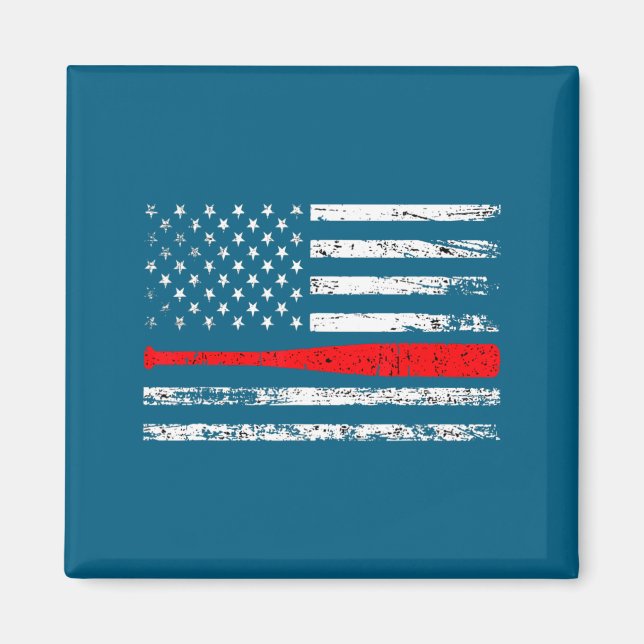 Father s day baseball distressed american flag 4th magnet (Front)